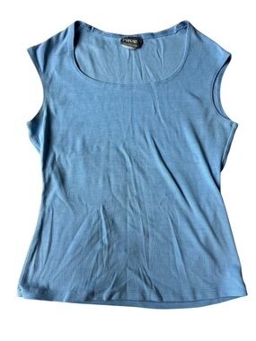 VINTAGE 90S RAVE BLUE SCOOP NECK SHIRT MEDIUM